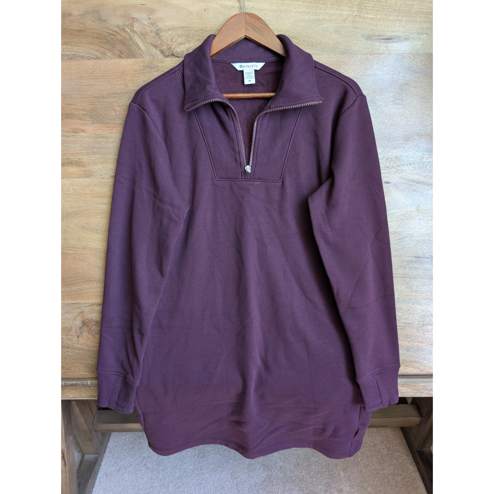 Athleta Cozy Karma Dress Women's M Purple Fleece Lined Long Sleeve 1/2 Zip Nwt